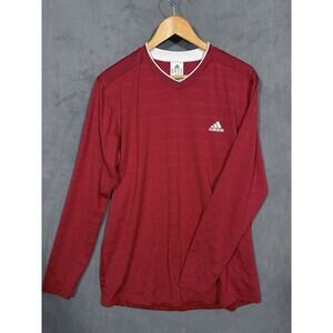 Adidas NWOT Red Long Sleeve Soccer Style Striped Jersey Size XL Shirt Xtra Large
